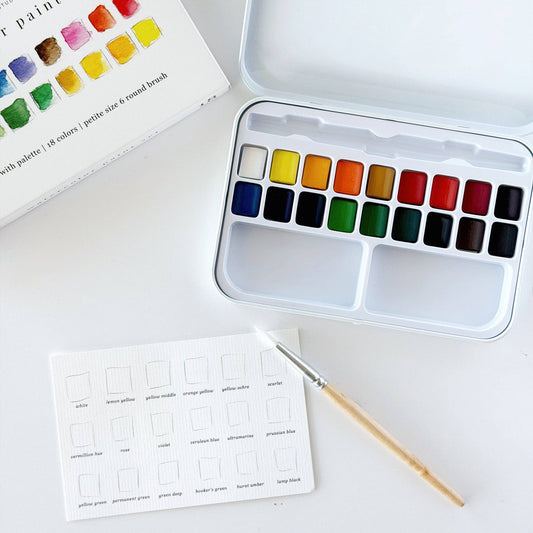 emily lex studio - Watercolor paint set 18 colors with brush