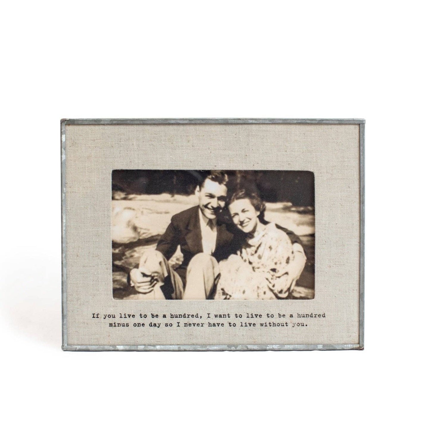 Sugarboo & Co - If You Live To Be A Hundred Horizontal Glass Linen Photo Frame