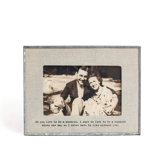 Sugarboo & Co - If You Live To Be A Hundred Horizontal Glass Linen Photo Frame