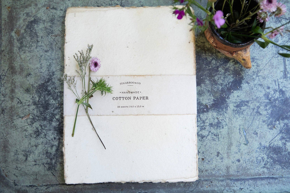 Sugarboo & Co - 10"x13" Handmade Cotton Paper Bundle - Cream