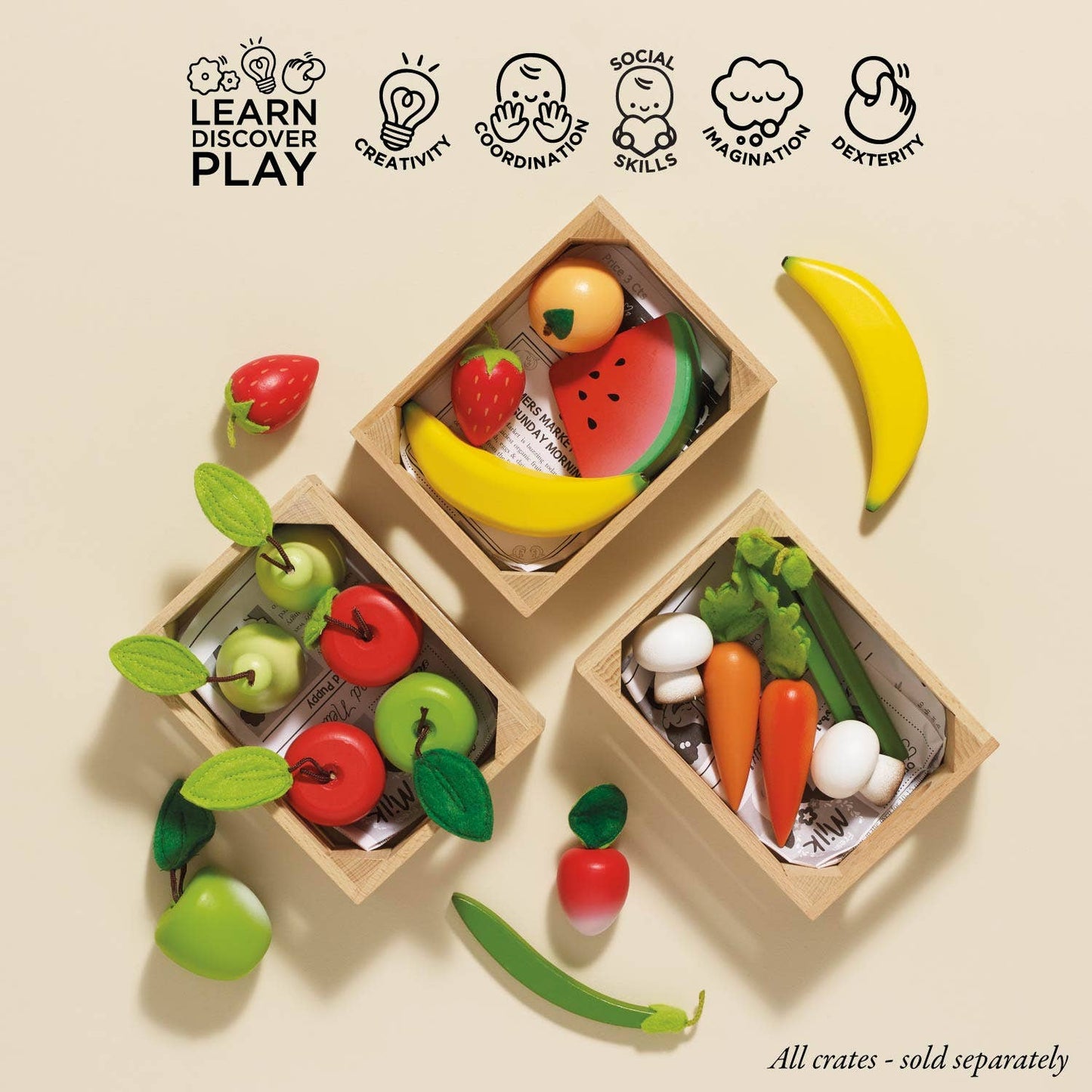 Harvest Vegetables Wooden Market Crate